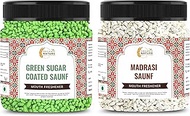 Organic Nature Peppermint Fennel Seeds/ madrasi Saunf & Sugar Coated Green Saunf mukhwas 300 Gram Ea
