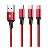 Baseus Rapid Series 3-in-1 USB Charging Cable Micro+Apple+Type-C 3A /Micro USB + Lightning + Lightni