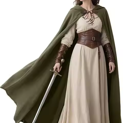 Medieval Hooded Cloak Linen Renaissance Cape With Hood - Halloween Hobbit Cosplay Witch Wizard