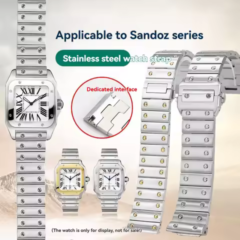 Santos 100 Compatible Stainless Steel Band,20mm 23mm Cartier Style Bracelet, Solid Metal Strap for C