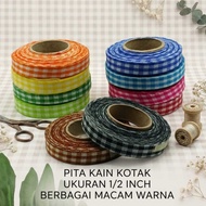1-Inch Checkered Fabric Ribbon Premium Checkered Ribbon/ for Souvenir Decoration, Various Colors