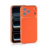 大視窗秒變17內寘磁吸手機殼17promax全包防摔保護套121314菱紋皮革-橙色 iPhone 12 Pro Max