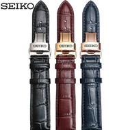 2/24✈Seiko strap No. 5 strap Genuine leather men's pin buckle head layer soft cowhide small mm red teeth water ghost wat