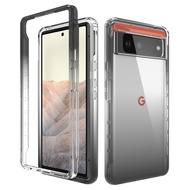 Google Pixel 6 Case, RUILEAN Transparent 2-in-1 Gradient Shockproof Case for Google Pixel 6