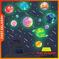 Glow in the dark planet stars universe solar system outer space background wall art decoration remov