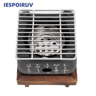 IESPOIRUV Japanese Charcoal Grill, Cast Metal Black Hibachi Grill, Portable Non Stick Fast Heating H