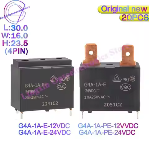 20Pcs/lot G4A-1A-E-12VDC G4A-1A-PE-12VDC G4A-1A-E 12V 24V 20A 250VAC Power Relay For Air Conditionin