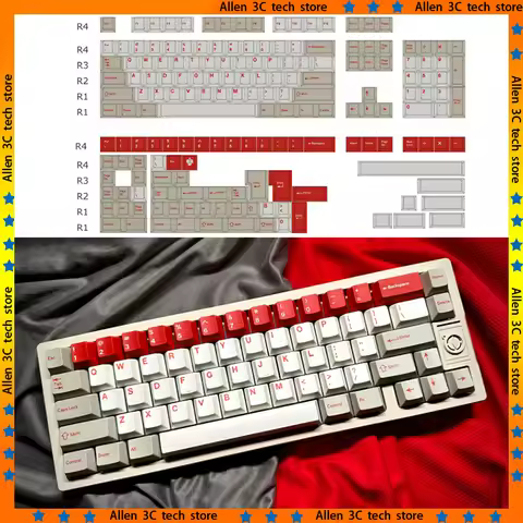 Gmk Red Alert Theme Keycaps Mechanical Keyboard Pbt Keycaps Russian Radicals Keycaps Korean Radical 