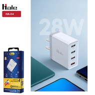 Hale HA-04 ปลั๊กชาร์จ หัวชาร์จเร็ว ชาร์จพร้อมกันได้4 ช่อง ( 1 quick charge 3.0 + 3 port 2.4A ) กระแสไฟรวม 28W  Fast charge plug 4 USB