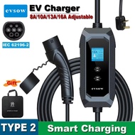 evsow Type 2 EV Charger 16A 3.5Kw Portable Electric Car Charger With 3.5M/5M EV Charging Cable UK 3P