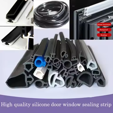 1/3/5M Aluminum Alloy Door Window Soundproof Strip Bridge Cutoff Silicon Sealing Strips Card Slot Ty