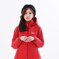 女款防風防潑禦寒中長版90%羽絨外套22022紅色