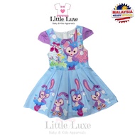 LITTLE LUXE (2Y-7y)Girl Stella Lou Dress Casual Summer Cartoon Girl Rainbow Dress