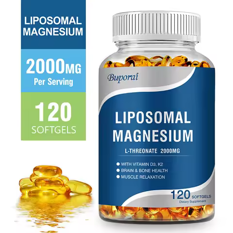 Liposomal Magnesium L-Threonate - Containing Vitamin D3 and K2, Supports Brain, Bone, Heart, Muscle 