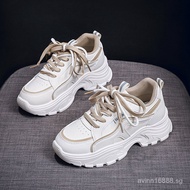 [Ready Stock] Daddy White Shoes All-Match Thick-Soled Sports New Style Flow Breathable Casual Women'