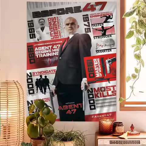 Movie H-Hitman Agent 47 Anime Tapestry Hippie Flower Wall Carpets Dorm Decor Cheap Hippie Wall Hangi