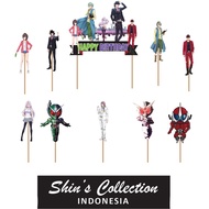 Cake topper Kamen rider W Fuuto PI set of 10 pcs