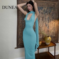 DUNEA Women's Sexy Backless Split Irregular Dress