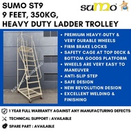 SUMO ST9, 9 Feet, 350kg Heavy Duty Fully Welded Ladder Trolley Steel Warehouse Ladder Trolley | 1 Ye