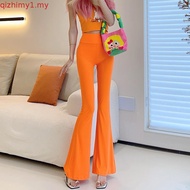 slack bootcut woman seluar bootcut woman bootcut pants Solid Color Flared Pants - High Waist Slimmin