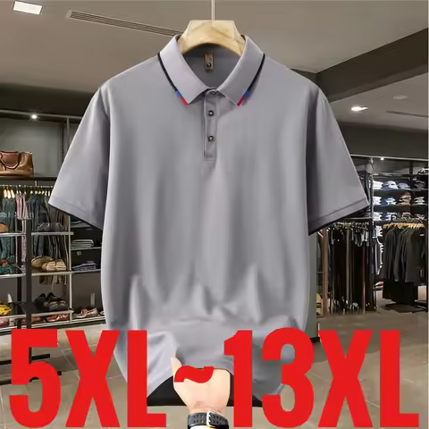 Extra Big Size 13XL Men's Polo Shirts Short Sleeve Collar Buesiness Tshirt Male Fat Plus 6XL 7XL 8XL