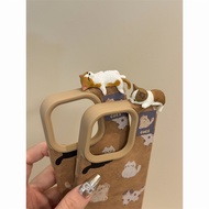 Autumn Winter Leather Three-Dimensional Lying Cat Suitable for ihone17promax Apple 15pro Phone Case 