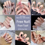 24pcs fake nails short fake nails fake nail fake nails with design manicure press on nails  matte fa