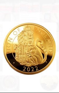 2022 英國 皇家 鑄幣局 英女皇 英女王 皇室 都鐸獸 神獸 英國 都鐸王室神獸 英格蘭獅子王  英格蘭雄獅 1 oz 限量版 999.9 精鑄 金幣 2022 UK United Kingdom Royal Mint Queen Elizabeth II 1oz Royal Tudor Beast Queen Beast Lion of England Proof gold coin