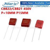 (10pcs) CBB22/21 Capacitor 450V 1UF 0.22UF 4.7UF 0.47UF 1UF 105K 224J 475K 474K 105J P10MM P15MM