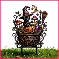 Halloween Garden Stake Weather-Resistant Rust-Proof Windproof Sign Ghost Black Cat Pumpkin Yard Sign