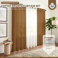 4youngbears Coffee Brown Light Filtering Window Ring Curtain High Quality 3in1 4in1 5in1 On Hand