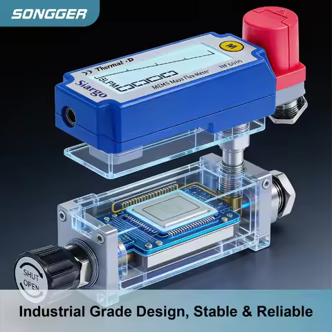 MF6600 Battery Powered MEMS Thermal Mass Flow Meter 0-70 L/min LCD Display 1/4 BSPT Internal Thread 