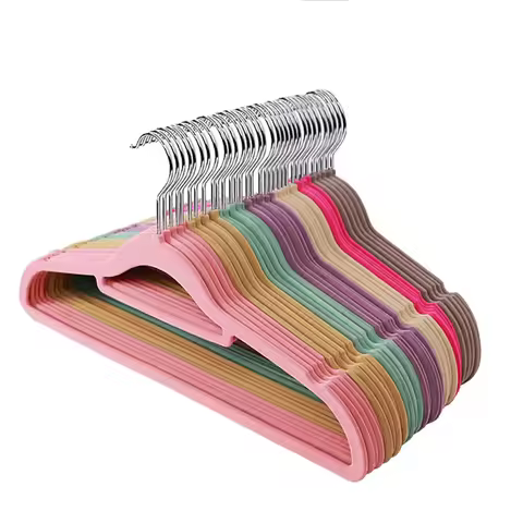 5pcs Clothes Coat Velvet Hangers Non Slip Luxury Flocked Trouser Trouser Skirt Hanger Closet Storage