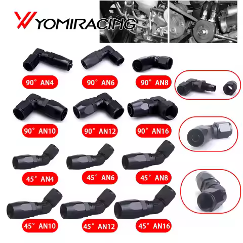 Straight 45 Degree 90 Degree Aluminum AN4 6 8 10 12 16 Forged Type Swivel Hose End Fitting Adapter O