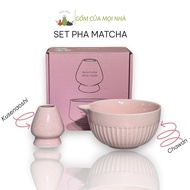 Bộ Dụng Cụ 2 Món Pha Matcha Gồm Bát Đánh Matcha Và Giá Đỡ Chổi Chasen Bát Chawan Đế Gác Chổi