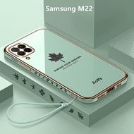 Casing Samsung M22 Case Maple Leaves Plating Cover Soft TPU Phone Case Samsung Galaxy M22