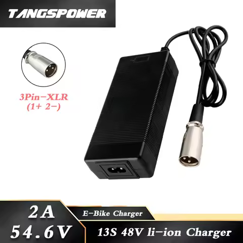 54.6A 2A Lithium Battery Charger For 13S 48V Li-ion Battery Pack Fast Charging 3P-XLR Connector High