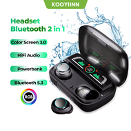 KOOYIINN M18 TWS Headset Bluetooth 5.3 HiFi True Wireless Stereo In Ear Low latency headset gaming RGB LED Display With 3800mAh Powerbank