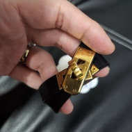Hermes Kelly Double Tour 黑金牛皮手環