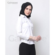 Kemeja Putih Polos Wanita Baju Formal Cewek Baju Kantor Kerja Kancing