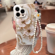 เคสโทรศัพท์ด้านอ่อน โลหะทองคำแผ่น ลวดลายหินอ่อน พร้อมสายคล้อง สำหรับ iPhone 15 XR/7/8 iPhone 15 ProM