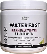 Simply Primal WATERFAST Keto Electrolyte Powder for Fasting - Lemon Lime Flavor | Pink Himalayan Salt (Sodium), Potassium, Magnesium, Calcium | Sugar Free, Gluten Free, Soy Free