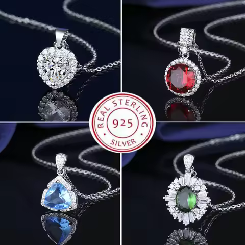 925 Sterling Silver Necklace For Women Round Pendent Sparkling Pave CZ Necklace Fashion Anniversary 