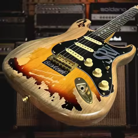 Best Sellers Vintage SRV STS Electric Guitar Free Delivery Blues Rock Music Mahogany Body 6 String Q