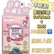 Bm日本 真•無限上網【7日全程 5G不限速】雙網絡 Softbank+KDDI 極高速 無限數據卡 上網卡 電話卡 旅行電話咭 Data Sim咭