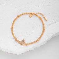 Hyl Jewelry 38A Gelang Kaki Titanium Wanita Emas Muda Perak Asli Dewasa Anti Karat Silver Kerincing 