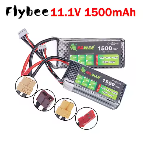 1PCS 11.1V 1500mah 40C Lithium-polymer Battery T JST XT30 XT60 Connector 3S For Off-road Racing Vehi