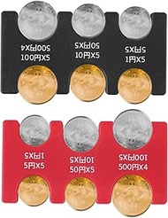 Pack of 2 Japanese Yen Coin Holder, Plastic JPY Coin Dispenser with 6 Compartments, Rectangular Chan