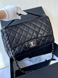 Chanel 黑銀蛇皮翻蓋CF手提鏈條包，尺寸30*18，鐳射20開無卡，高公價鋼印標，9成新上極品成色，邊角完好，無磨損褪色