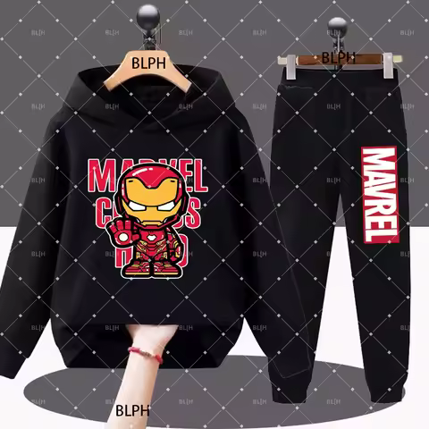 Marvel Cute Iron Man Kids Hoodie Set, Fashion Cartoon Character Children's Sweatshirt and Pants, Com